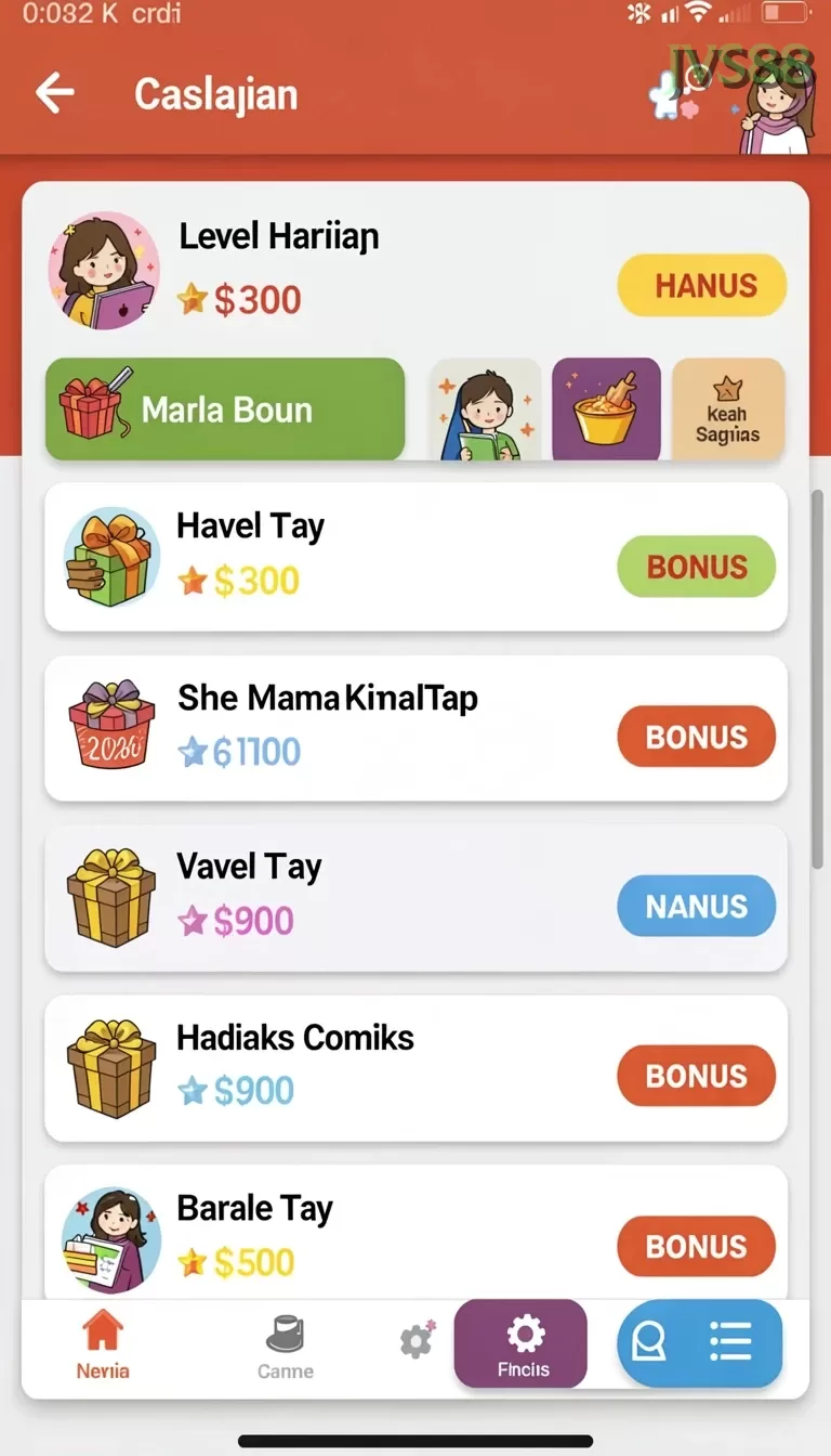 Cuplikan layar MPO777 — menu navigasi